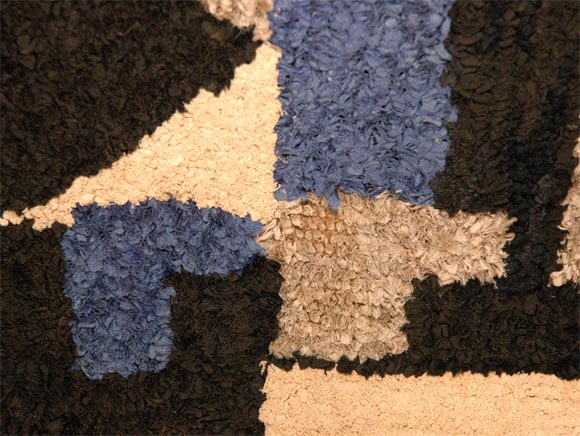 Velours Tapis monté en laine et en velours, crocheté à la main à la fin du 19e siècle en vente