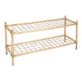 19THC ORIGINAL WHITE PAINTED WOOD AND METAL RACK