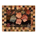 19THC PICTORIAL AND GEOMETRIC MOUNTED NEW ENGLAND   HOOKED RUG