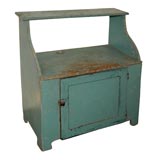 Antique 19THC ORIGINAL BLUE PAINTED BUCKET BENCH-CUPBOARD FROM   N.E.