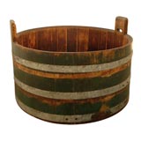 19THC ORIGINAL GREEN PAINTED BUCKET/TUB WITH HANDLES