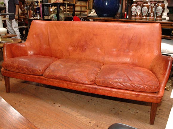 Danish Arne Vodder leather sofa