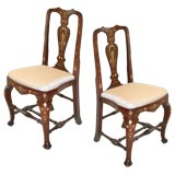Pair Queen Anne Ivory-inlaid Sidechairs