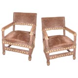 Pair Louis XIII style arm chairs