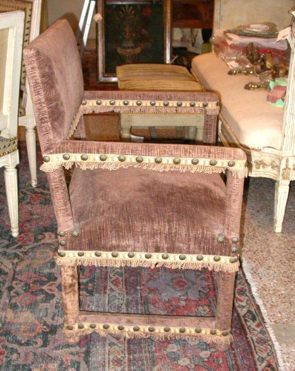Pair Louis XIII style arm chairs