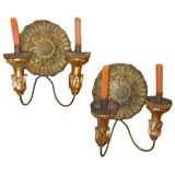 Pair Italian tole and giltwood sconces