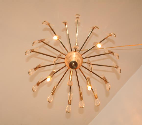 Late 20th Century Italian Glass and Brass Chandelier