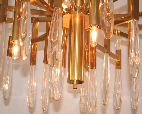 Italian Glass and Brass Chandelier 1