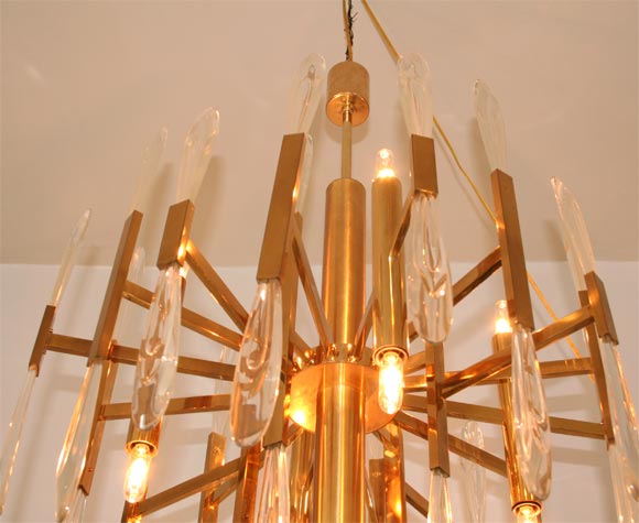 Italian Glass and Brass Chandelier 2