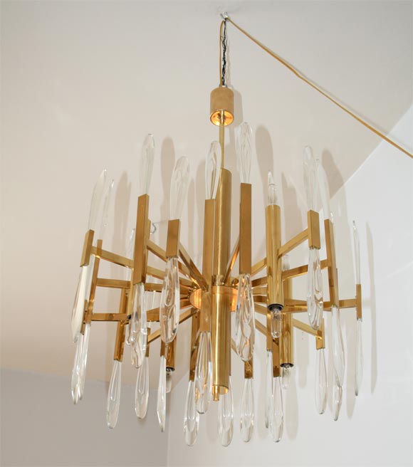 Italian Glass and Brass Chandelier 6