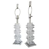 Pair of lucite lamps