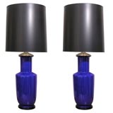 Pair of Vibrant Blue Ginger Jar Lamps