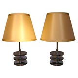 Pair of Machine Age Chrome Lamps