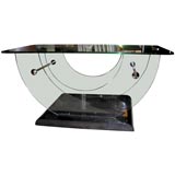 Machine Age Glass 
Ebonized Oak Cocktail Table by Modernage