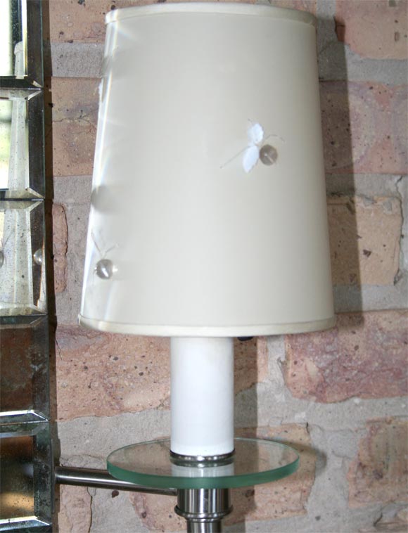 Tommi Parzinger style wall mirror with attached sconces at ...