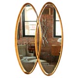 Gilt wood double oval mirror