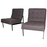 Pair of Florence Knoll parallel bar lounge chairs-1950's