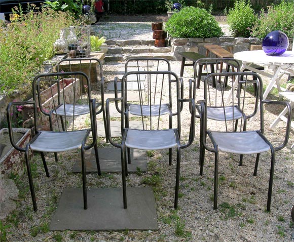Set of 6 French Metal Cafe Chairs