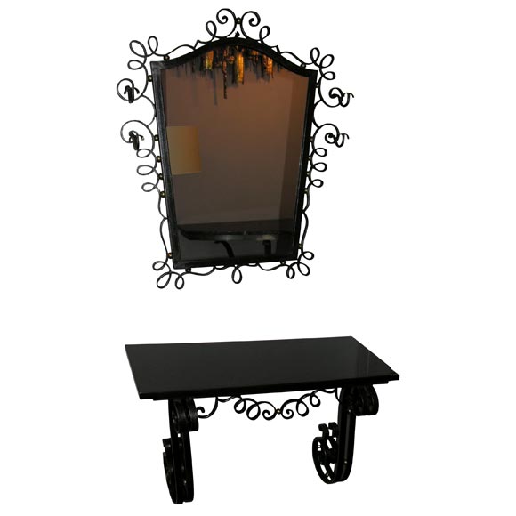 A  1930's French Art Moderne Console and Mirror
