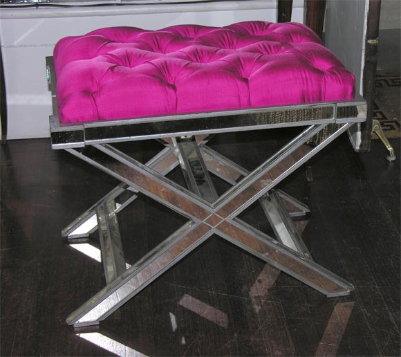 Pair of Custom X Band Mirrored Benches