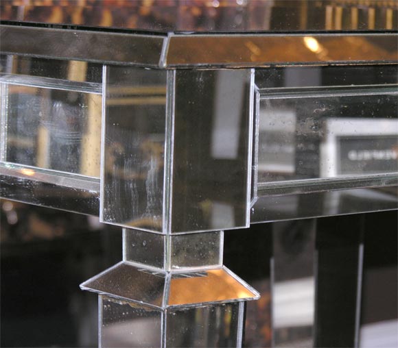 Contemporary Custom-Made Mirrored Lamp Table