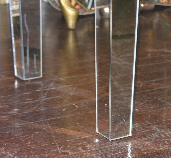 Glass Custom-Made Mirrored Lamp Table