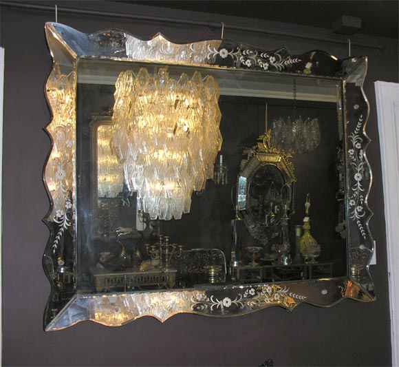 1940's Etched Pie Crust Mirror