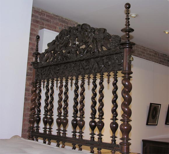 19th Century Fine Indo Portuguese Carved Bed/Day Bed