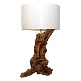 Large Burled Wood Table Lamp