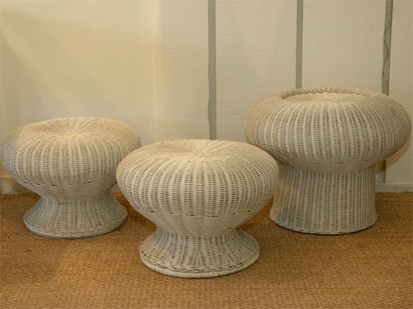 Funky Vintage Wicker "Mushroom" Stools