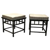 Pair of Bamboo Stools with Greek Key