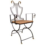 Iron and Brass Lyre Back Chair