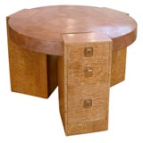 Johann Tapp Round Library Table  with Leather Top