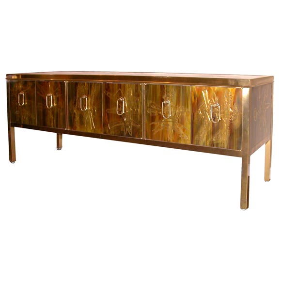 Bernhardt Rhone  Etched Brass Cabinet for Mastercraft