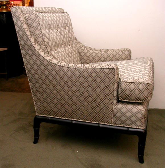 Masculine Robsjohn-Gibbings Lounge Chair in Cross-Hatch Fabric