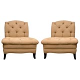Oversized Forties Button Tufted Slipper Chairs