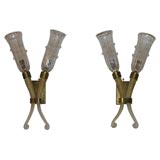 Vintage #3629 Pair of Double Arm Trumpet Sconces