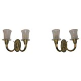#3638 Brass 
Glass Double Arm Sconces