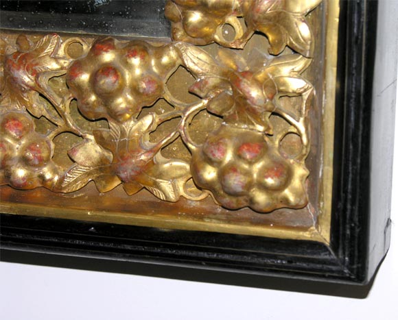 19th Century A Russian Carved Gilt Wood Icon Frame with Mirror.