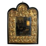 A Russian Carved Gilt Wood Icon Frame with Mirror.