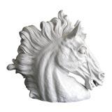Vintage White Maiolica Horse Head
