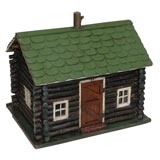 Vintage Folk Art Log Cabin Home