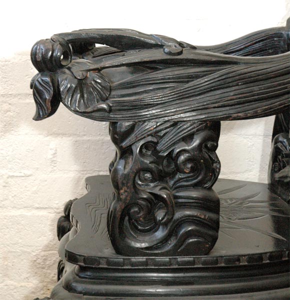19th Century Large Oriental Arm Chair with Foo Dogs