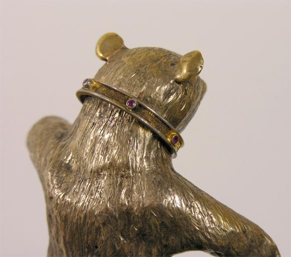 20th Century Russian Gilt Bronze and Malachite Dancing Bear. For Sale