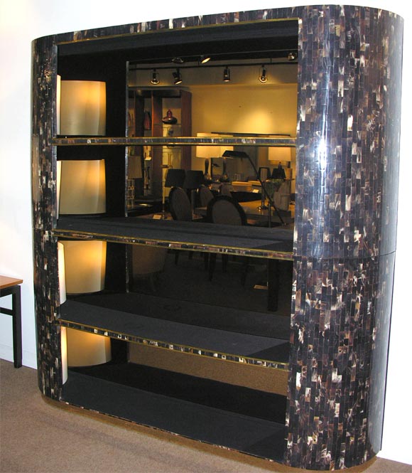Illuminated Wall Unit covered in Tesselated Lacquered Horn