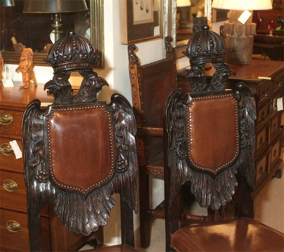 Wood Antique Armorial Chairs