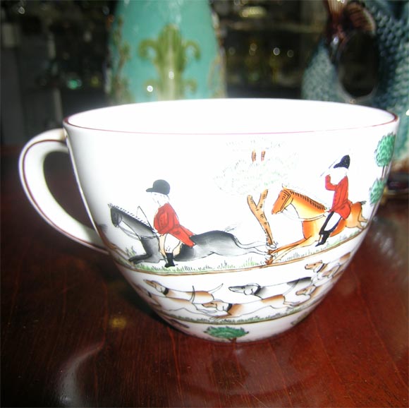 Coalport Hunting Scene Huge Cups and Saucers 3