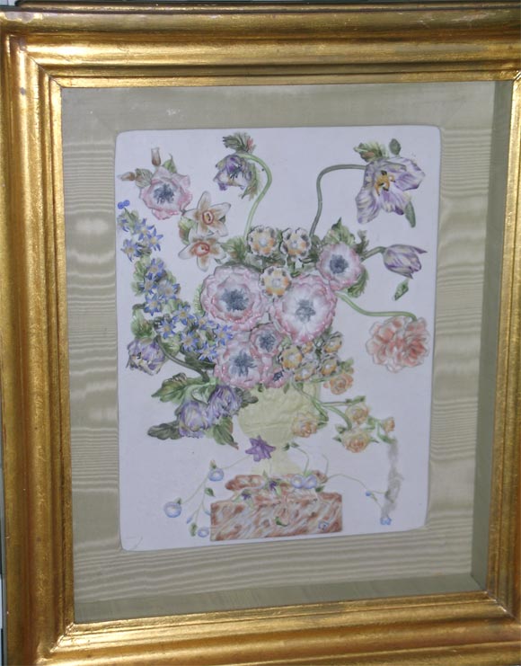 French 1940s Porcelain Flower Shadow Box