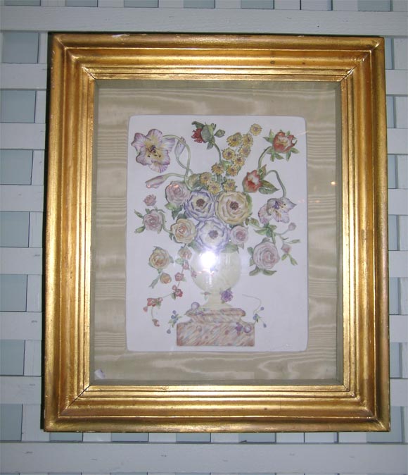 Mid-20th Century 1940s Porcelain Flower Shadow Box