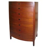 Danish Bow Front Seven Drawer Gentlemen's  Dresser